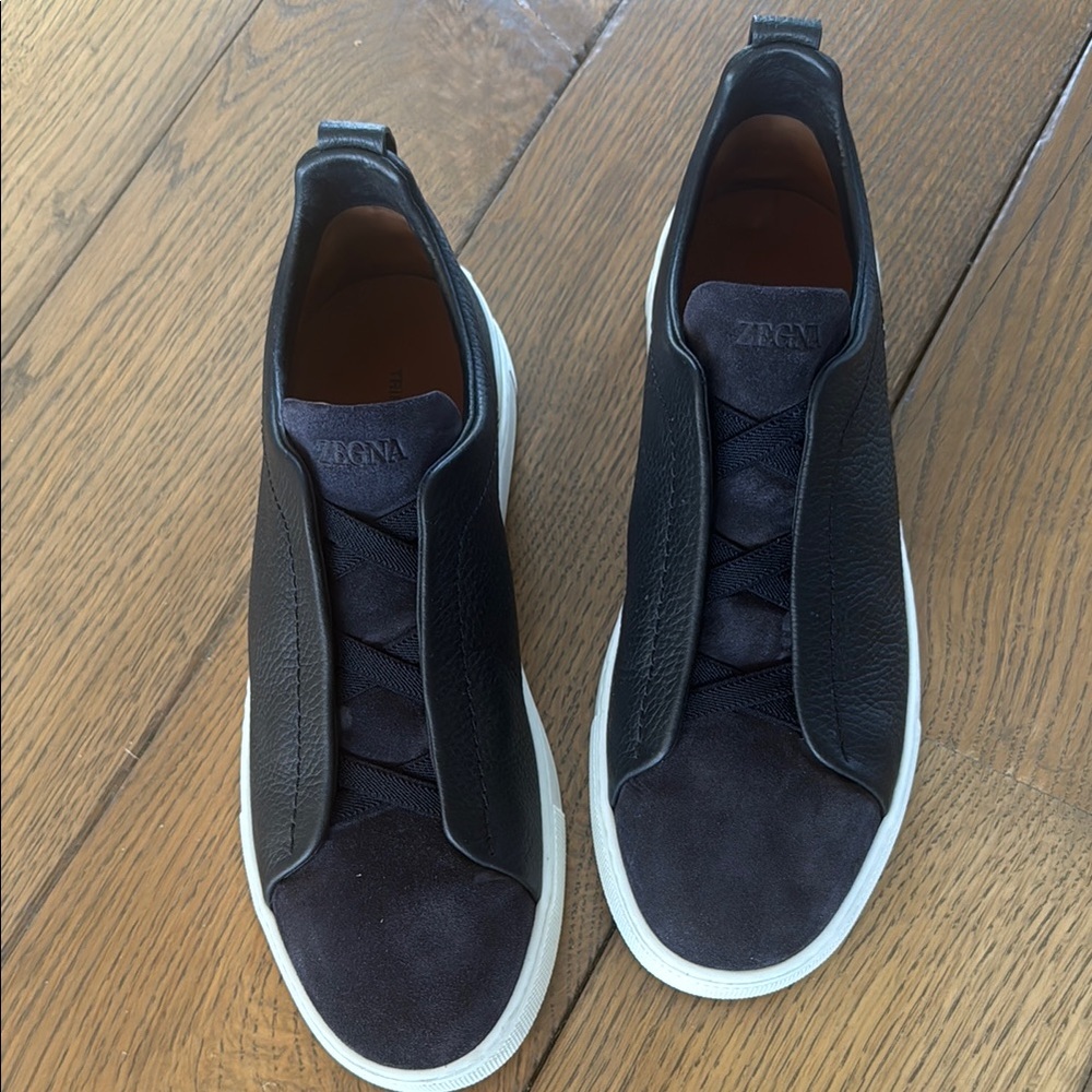 Zegna Men’s Black Leather Sneakers size 9